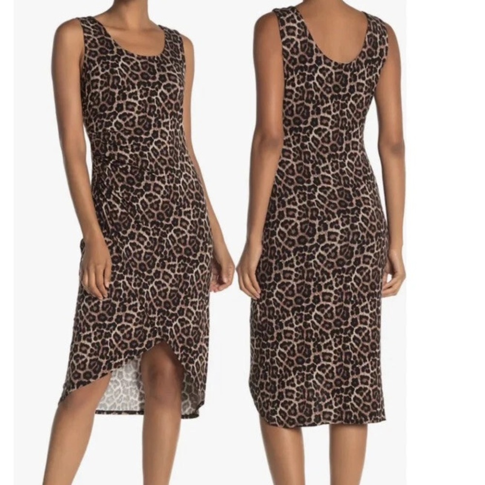 NWT!! T Tahari Brown Leopard High Low Dress Size XS